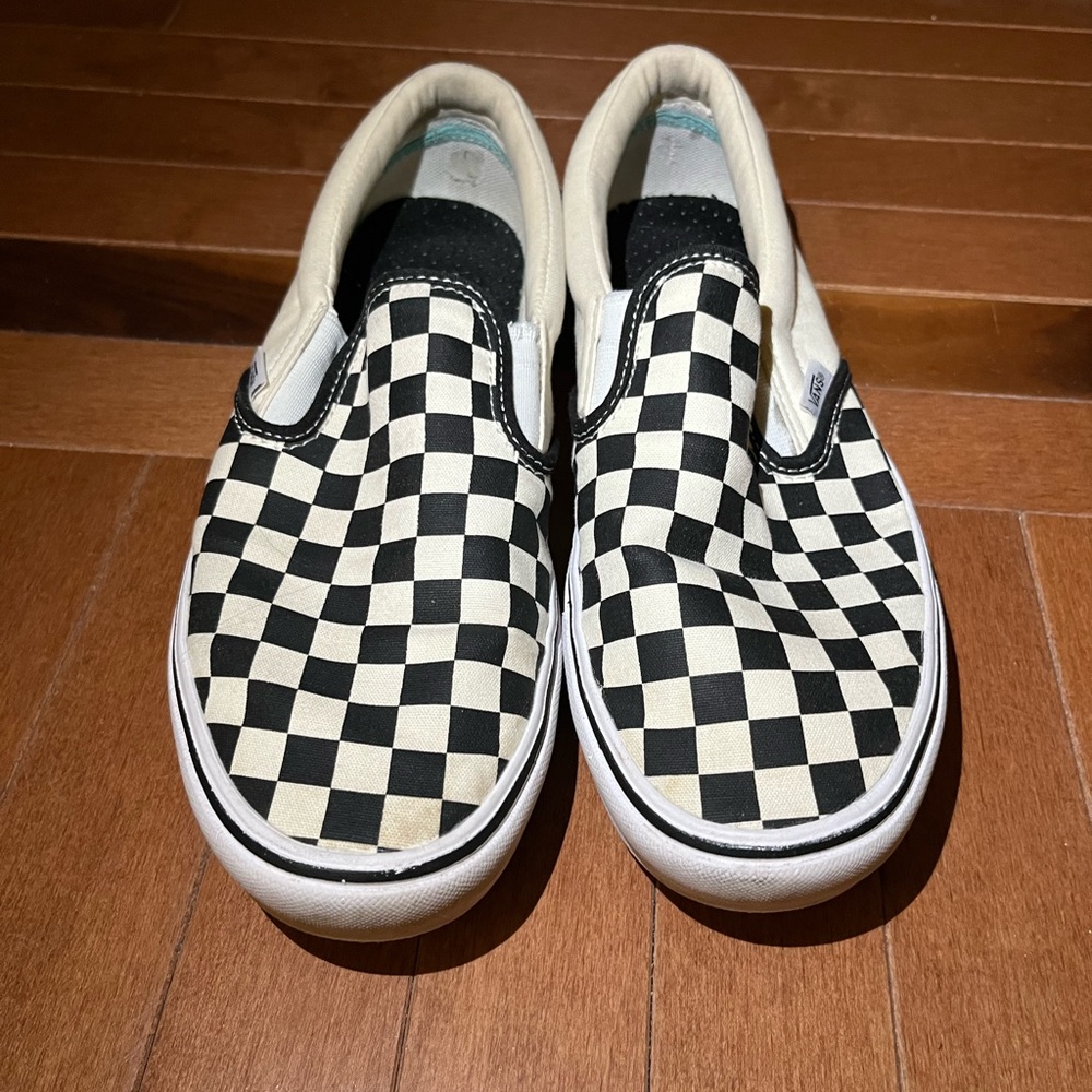 Black White Checkered Vans Slip On Sneakers